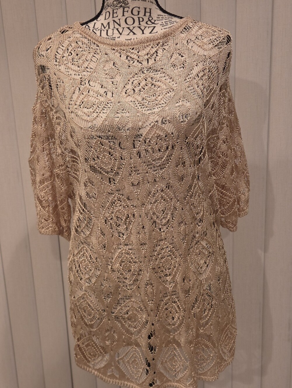 ZARA Women’s Cream Crochet Knit Tunic Top